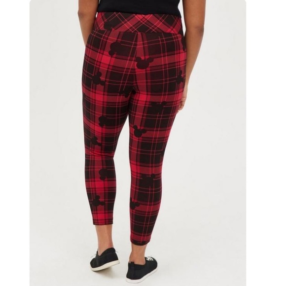 TORRID NWT Pixie Pant - Luxe Ponte Disney Mickey Mouse Plaid Red - Picture 2 of 6
